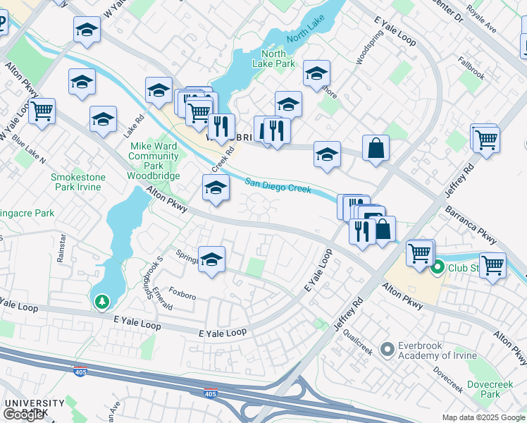 map of restaurants, bars, coffee shops, grocery stores, and more near 5051 Alton Parkway in Irvine