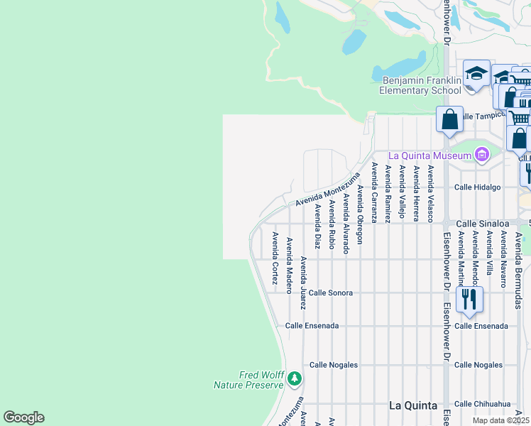 map of restaurants, bars, coffee shops, grocery stores, and more near 77121 Casa Del Sol in La Quinta