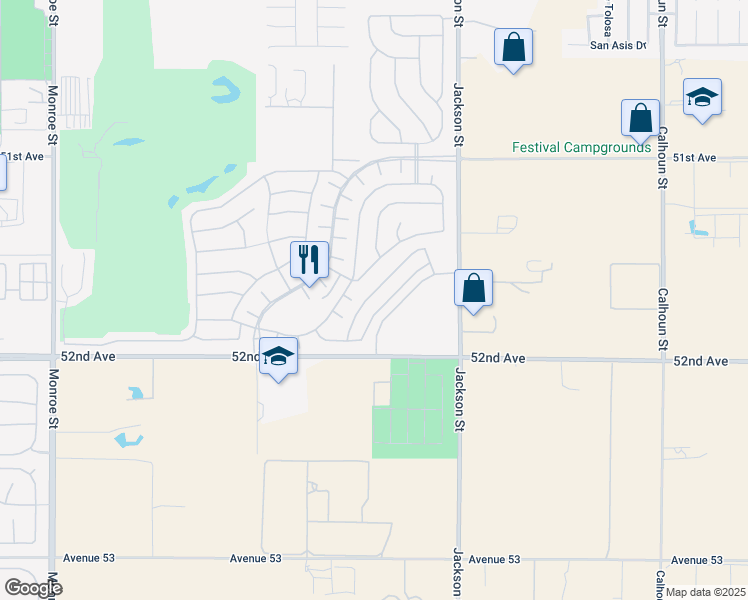 map of restaurants, bars, coffee shops, grocery stores, and more near 51700 Golden Eagle Drive in Indio