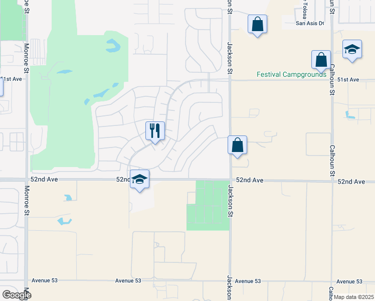 map of restaurants, bars, coffee shops, grocery stores, and more near 51700 Golden Eagle Drive in Indio