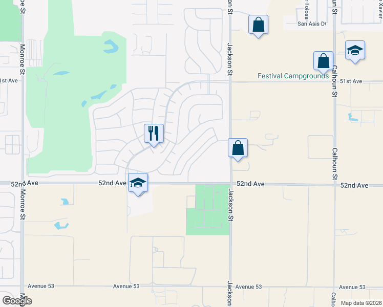 map of restaurants, bars, coffee shops, grocery stores, and more near 51651 Golden Eagle Drive in Indio