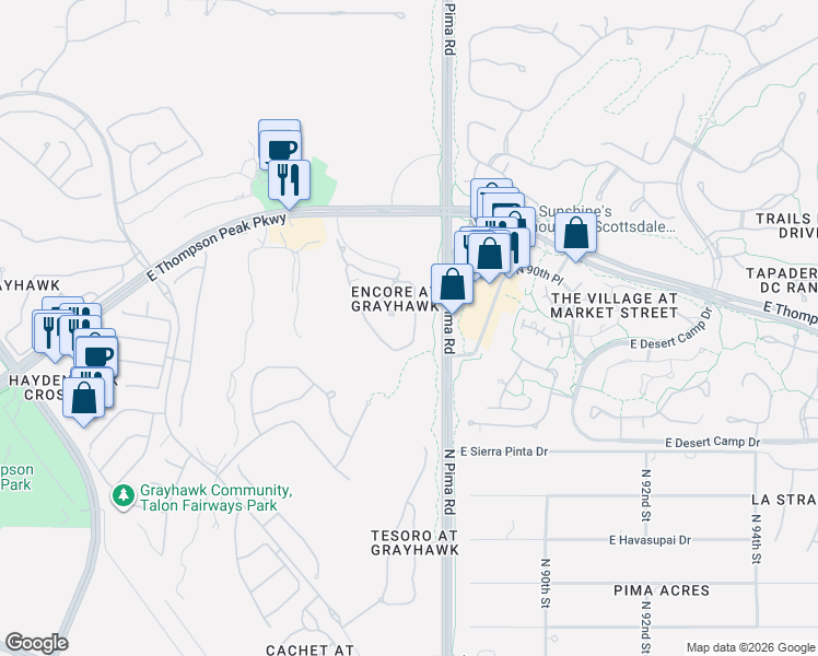 map of restaurants, bars, coffee shops, grocery stores, and more near in Scottsdale