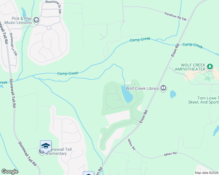 map of restaurants, bars, coffee shops, grocery stores, and more near 2569 Wolf Den Lane in Atlanta