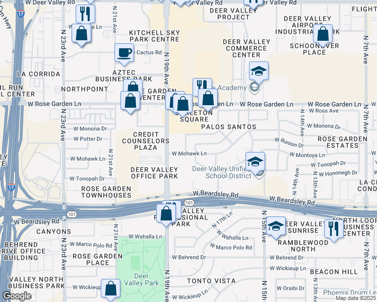 map of restaurants, bars, coffee shops, grocery stores, and more near 20613 North 18th Avenue in Phoenix