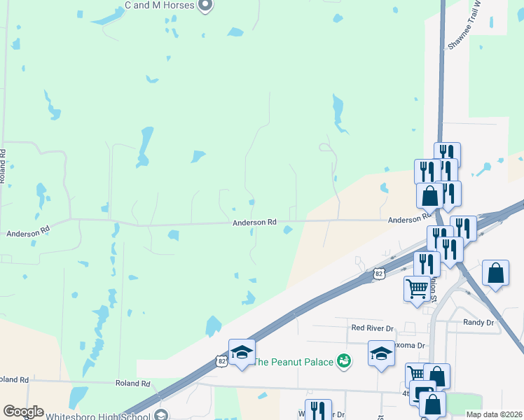 map of restaurants, bars, coffee shops, grocery stores, and more near 649 Anderson Road in Whitesboro