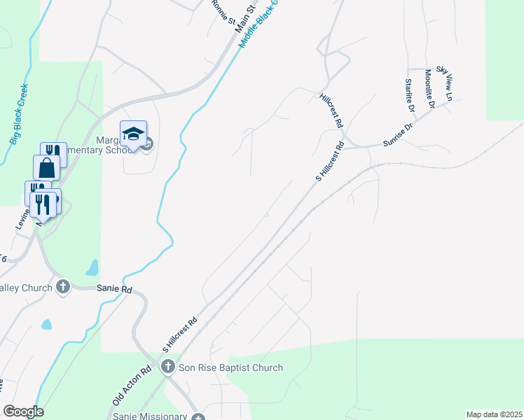 map of restaurants, bars, coffee shops, grocery stores, and more near 375 Hidden Ridge Drive in Odenville