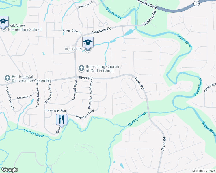 map of restaurants, bars, coffee shops, grocery stores, and more near 3706 Cress Way Drive in Decatur