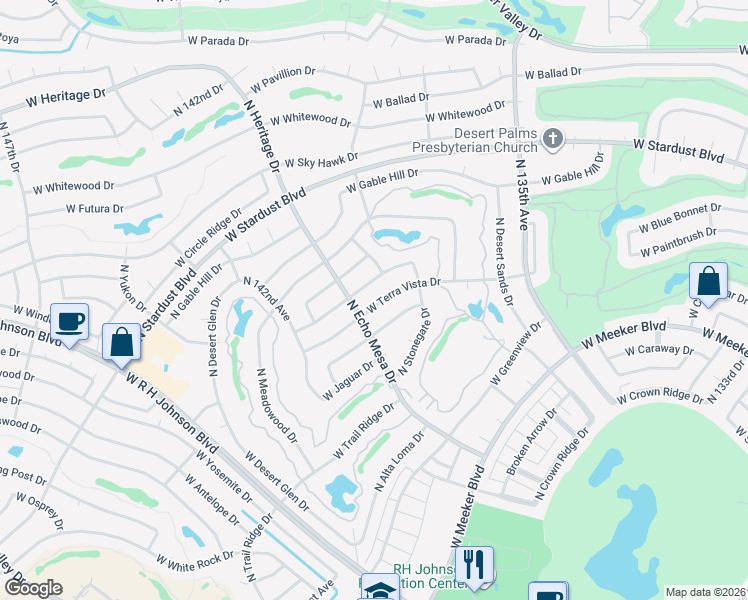 map of restaurants, bars, coffee shops, grocery stores, and more near 13828 West Terra Vista Drive in Sun City West