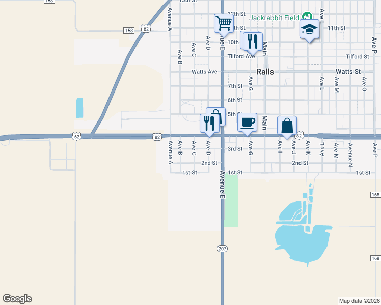 map of restaurants, bars, coffee shops, grocery stores, and more near 404 3rd Street in Ralls