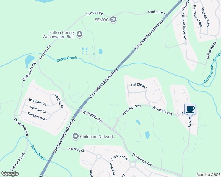 map of restaurants, bars, coffee shops, grocery stores, and more near 3000 Highgreen Trail in Atlanta