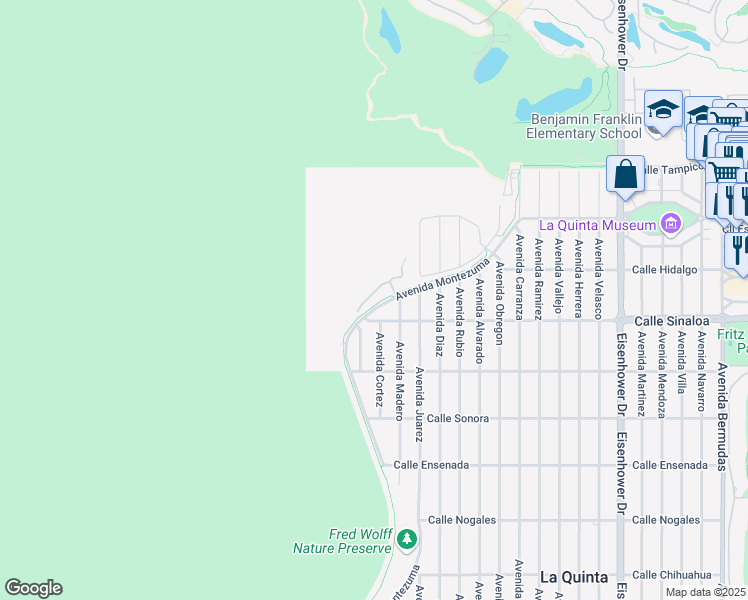 map of restaurants, bars, coffee shops, grocery stores, and more near in La Quinta