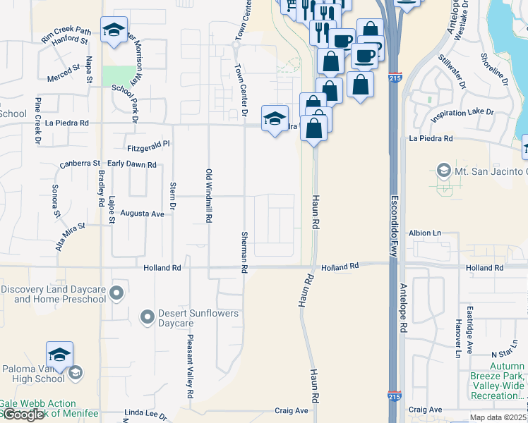 map of restaurants, bars, coffee shops, grocery stores, and more near 27544 Cloudy Peak Way in Menifee