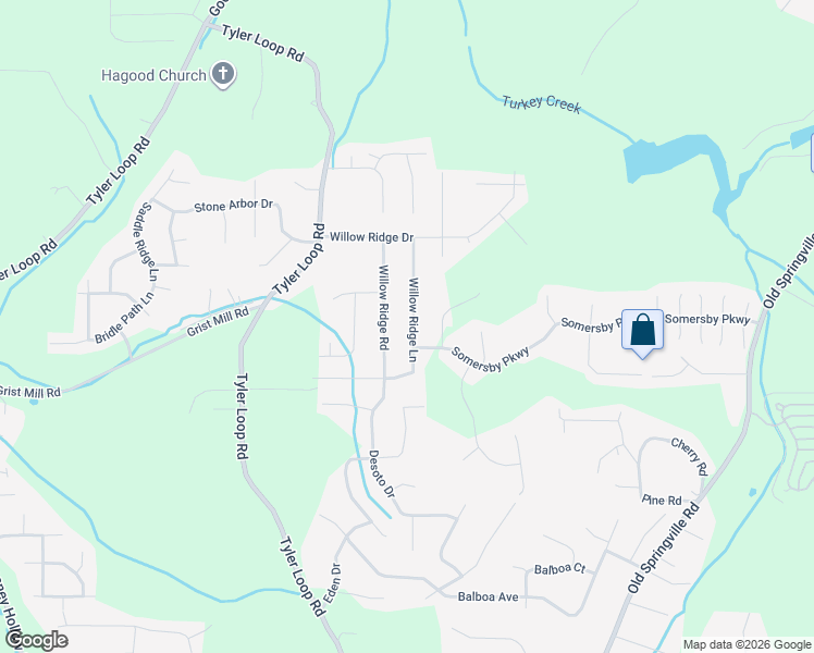 map of restaurants, bars, coffee shops, grocery stores, and more near 5887 Willow Ridge Road in Pinson