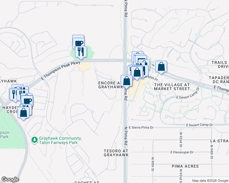 map of restaurants, bars, coffee shops, grocery stores, and more near in Scottsdale