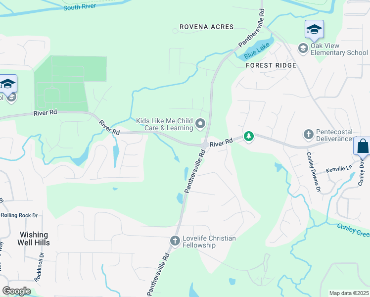 map of restaurants, bars, coffee shops, grocery stores, and more near 2773 River Road in Ellenwood