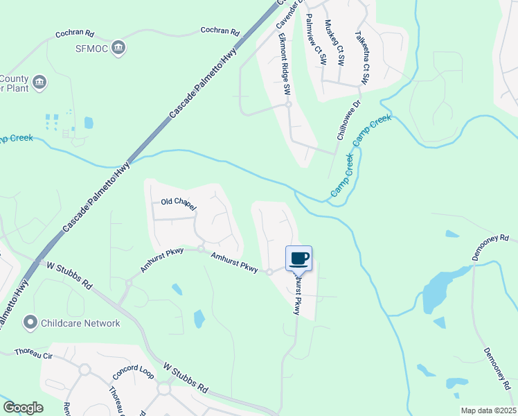 map of restaurants, bars, coffee shops, grocery stores, and more near 3138 Redwood Run in Atlanta