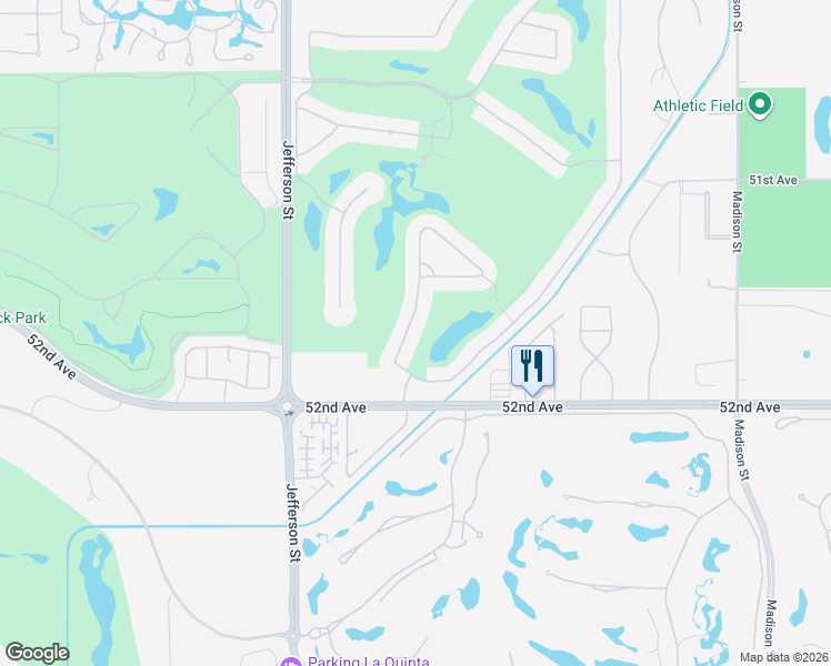 map of restaurants, bars, coffee shops, grocery stores, and more near 51686 Vía Sorrento in La Quinta