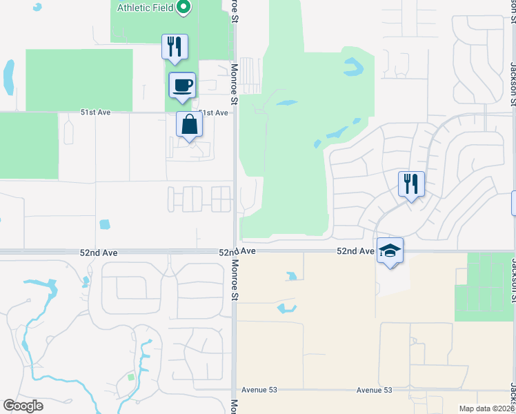 map of restaurants, bars, coffee shops, grocery stores, and more near 51670 Whiptail Dr in Indio
