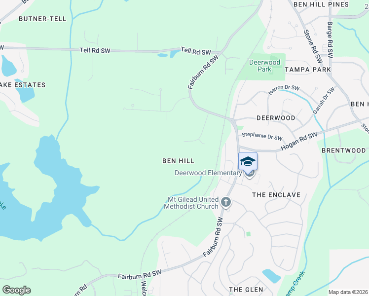 map of restaurants, bars, coffee shops, grocery stores, and more near 2868 Fairburn Place Southwest in Atlanta