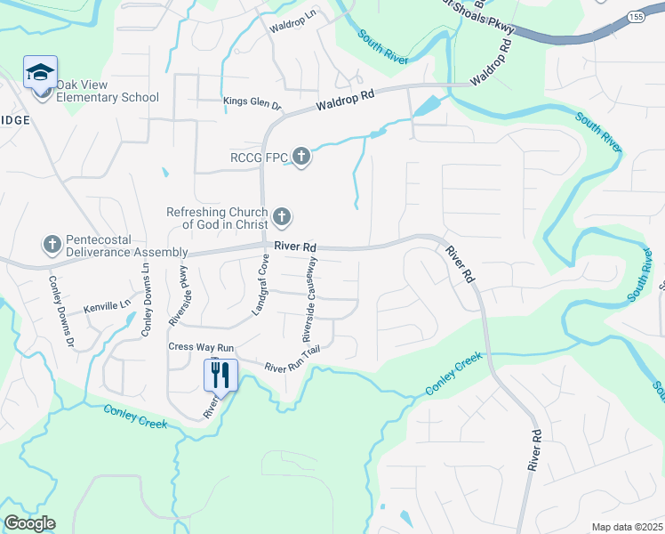 map of restaurants, bars, coffee shops, grocery stores, and more near 3275 Deer Pause Lane in Decatur