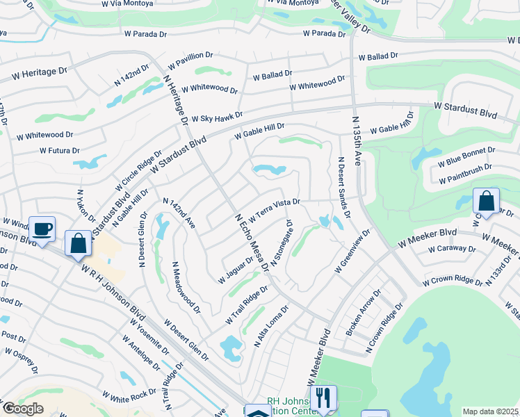 map of restaurants, bars, coffee shops, grocery stores, and more near 13812 West Terra Vista Drive in Sun City West