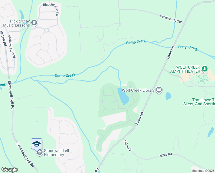 map of restaurants, bars, coffee shops, grocery stores, and more near 2569 Wolf Den Lane in Atlanta