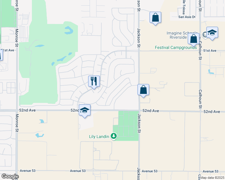 map of restaurants, bars, coffee shops, grocery stores, and more near 51651 Golden Eagle Drive in Indio