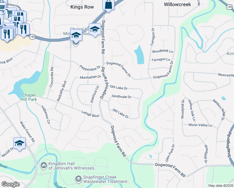 map of restaurants, bars, coffee shops, grocery stores, and more near 4320 Southvale Drive in Decatur