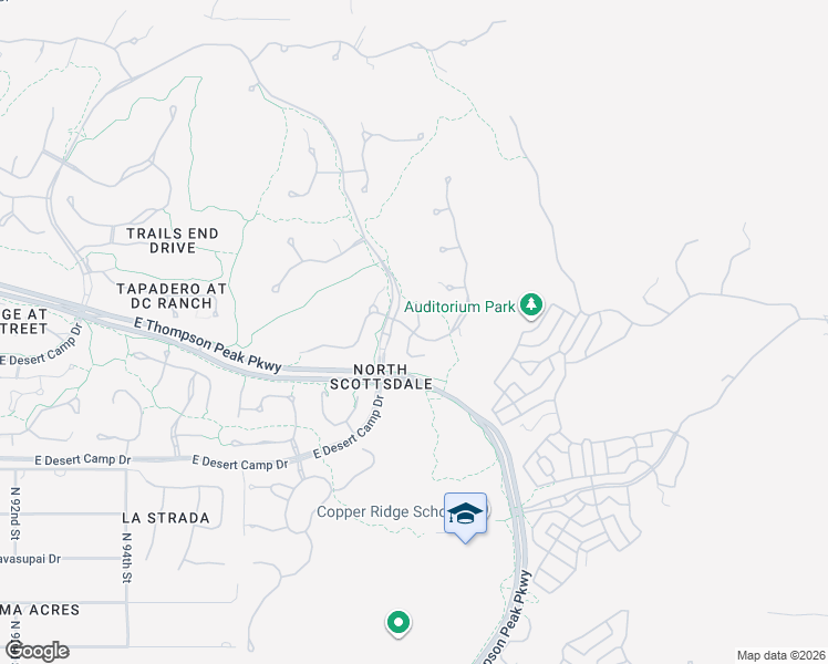 map of restaurants, bars, coffee shops, grocery stores, and more near N Arroyo Way in Scottsdale