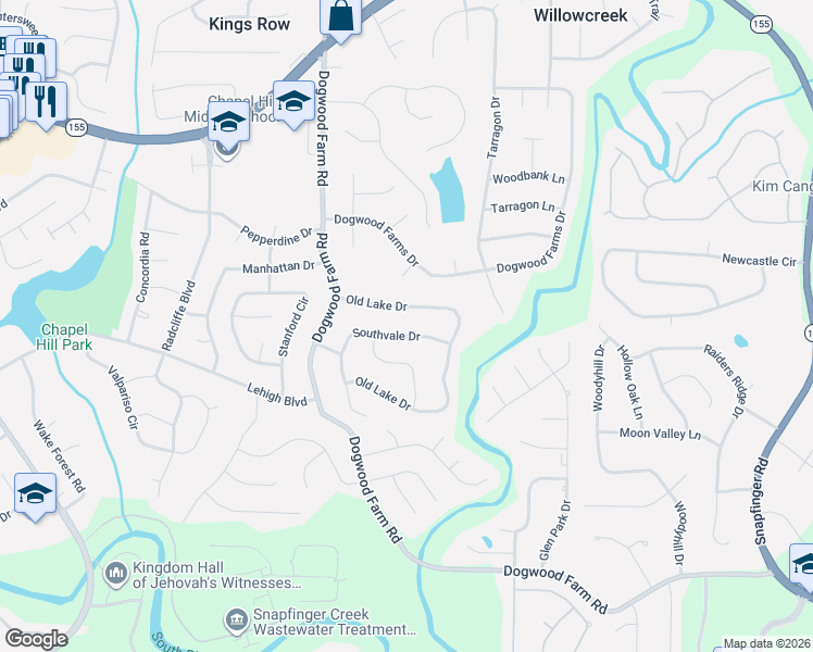 map of restaurants, bars, coffee shops, grocery stores, and more near 4360 Southvale Drive in Decatur