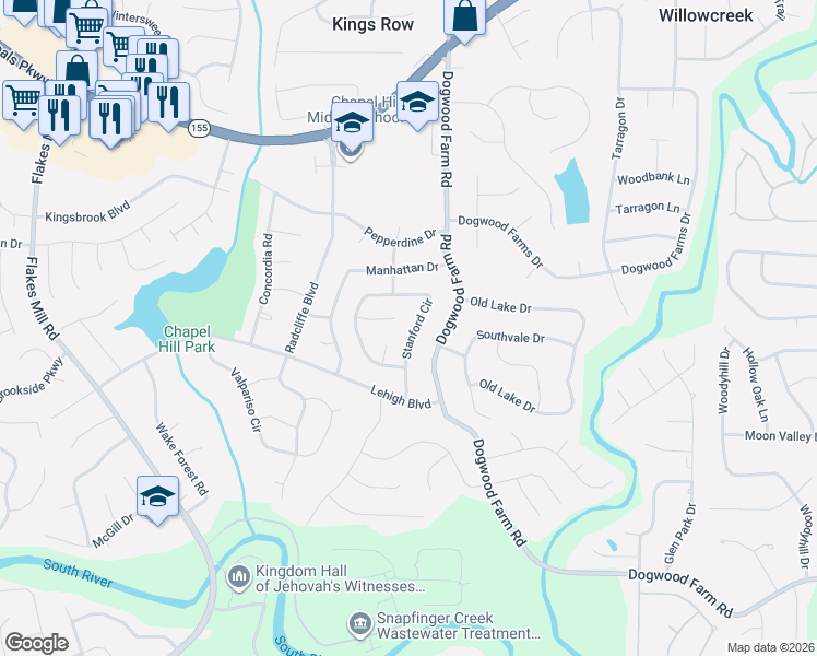 map of restaurants, bars, coffee shops, grocery stores, and more near 3702 Stanford Circle in Decatur