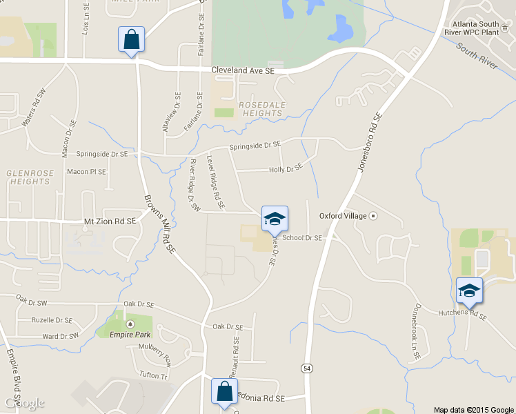 map of restaurants, bars, coffee shops, grocery stores, and more near 2996 Humphries Drive Southeast in Atlanta
