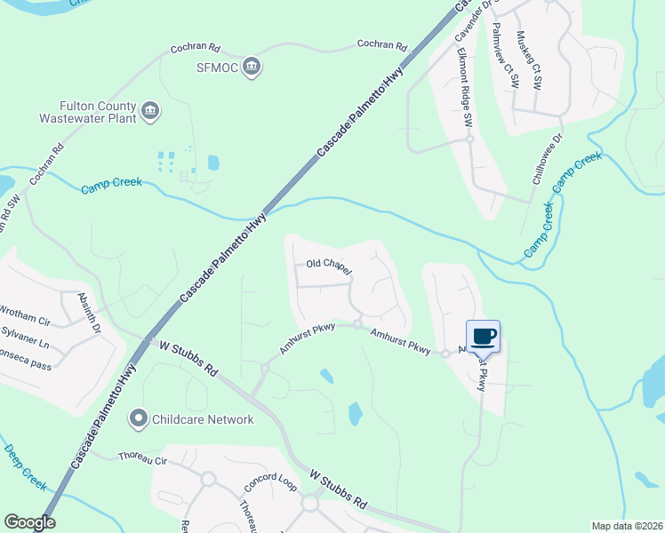 map of restaurants, bars, coffee shops, grocery stores, and more near 7445 Old Chapel in College Park
