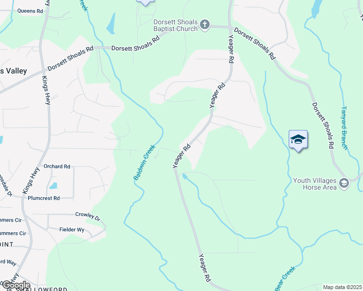 map of restaurants, bars, coffee shops, grocery stores, and more near 4843 Yeager Road in Douglasville