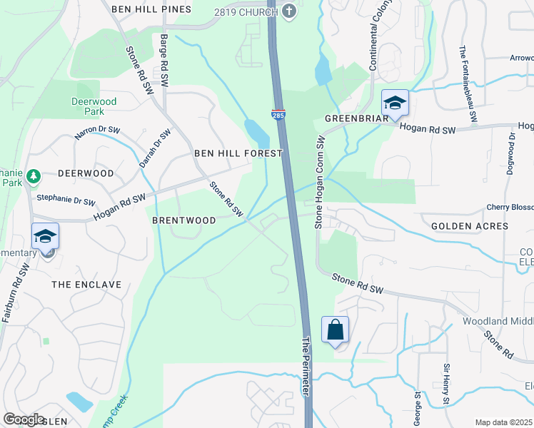 map of restaurants, bars, coffee shops, grocery stores, and more near 3379 North Camp Creek Parkway Southwest in Atlanta