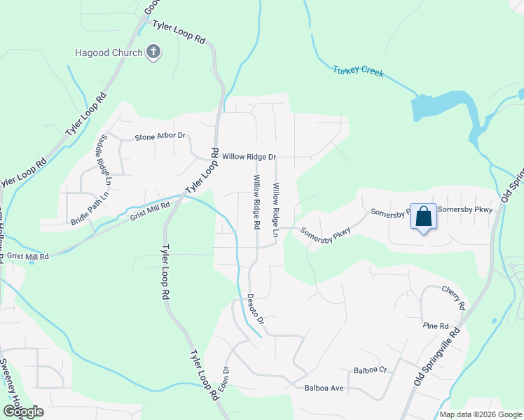 map of restaurants, bars, coffee shops, grocery stores, and more near 5887 Willow Ridge Road in Pinson