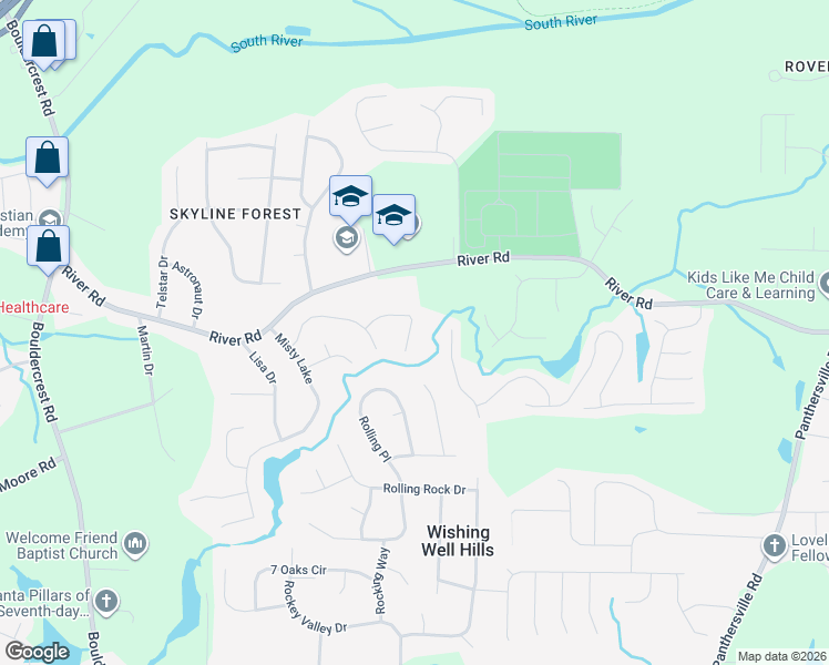 map of restaurants, bars, coffee shops, grocery stores, and more near 3637 Talonega Trail in Ellenwood