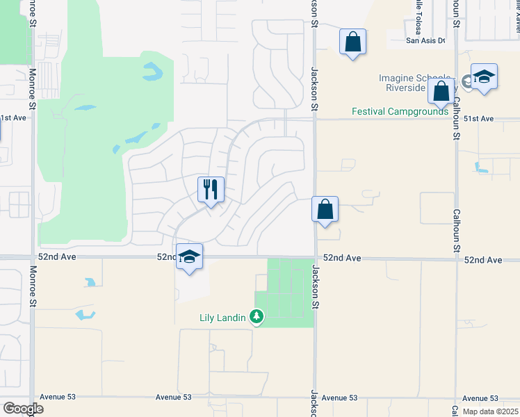 map of restaurants, bars, coffee shops, grocery stores, and more near 51651 Golden Eagle Drive in Indio