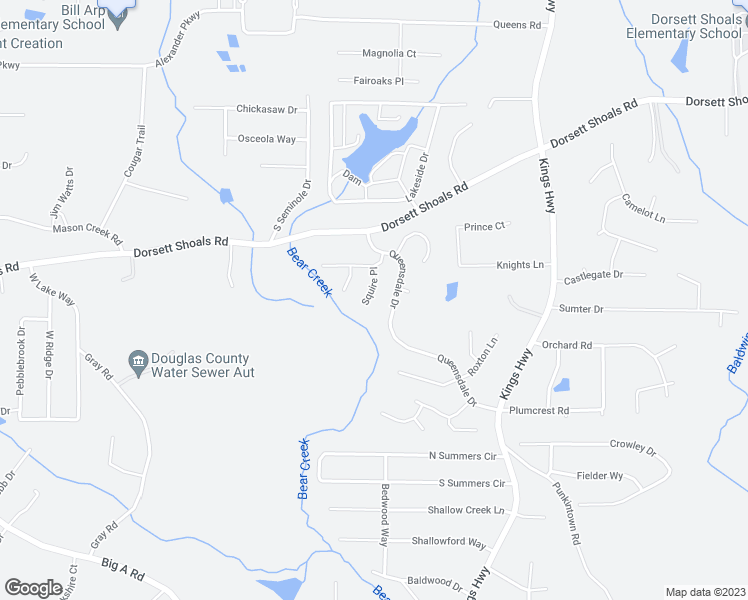 map of restaurants, bars, coffee shops, grocery stores, and more near 6532 Squire Place in Douglasville