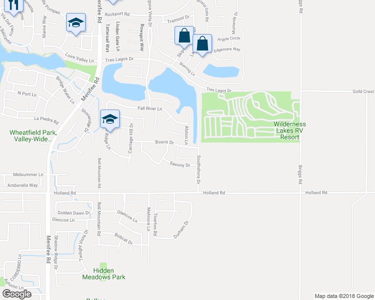 map of restaurants, bars, coffee shops, grocery stores, and more near 29463 Bouris Drive in Menifee