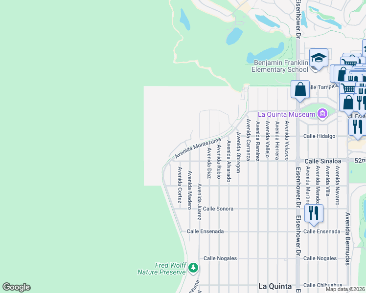 map of restaurants, bars, coffee shops, grocery stores, and more near 77169 Casa Del Sol in La Quinta