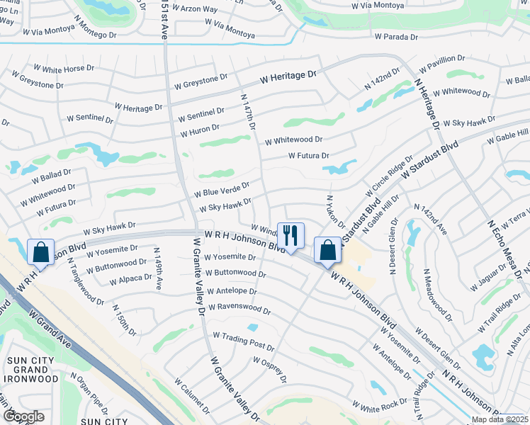 map of restaurants, bars, coffee shops, grocery stores, and more near 20816 North 147th Drive in Sun City West