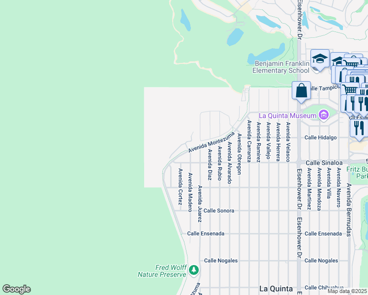 map of restaurants, bars, coffee shops, grocery stores, and more near 77169 Casa Del Sol in La Quinta