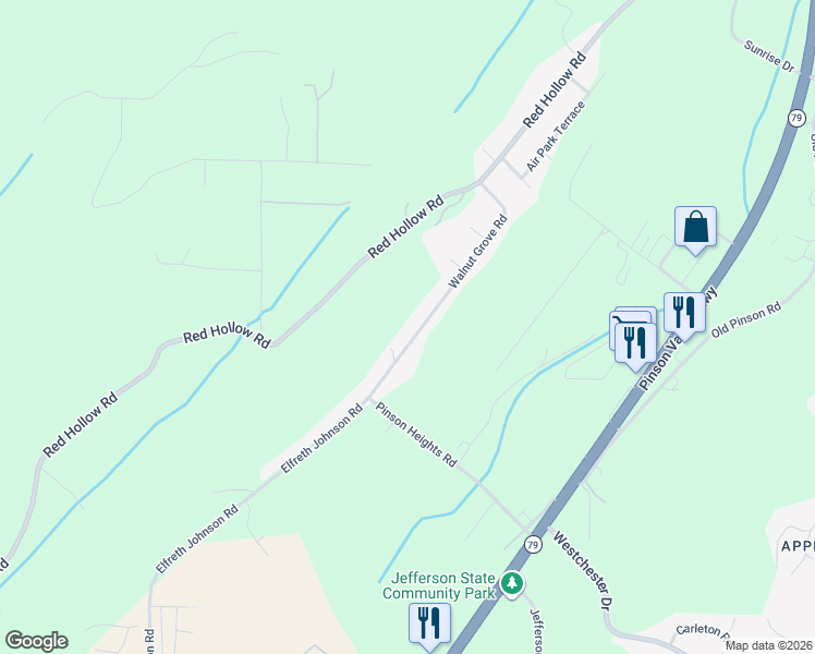 map of restaurants, bars, coffee shops, grocery stores, and more near 5744 Walnut Grove Rd in Birmingham