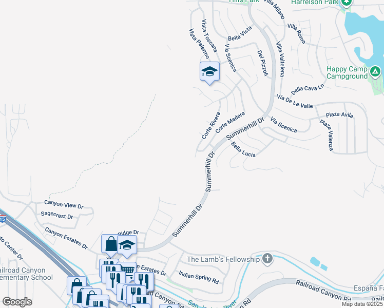 map of restaurants, bars, coffee shops, grocery stores, and more near 32 Corte Rivera in Lake Elsinore