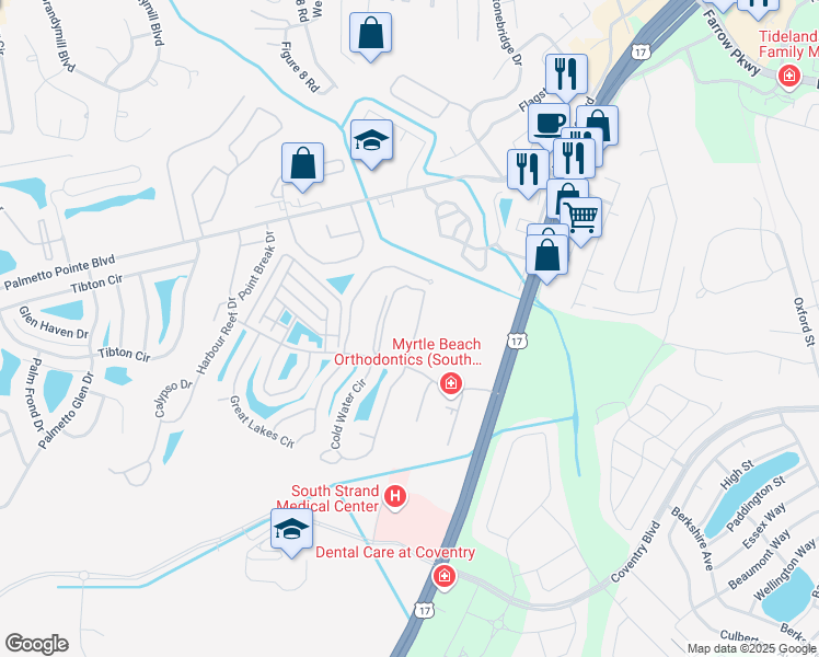 map of restaurants, bars, coffee shops, grocery stores, and more near 3919 Gladiola Court in Myrtle Beach