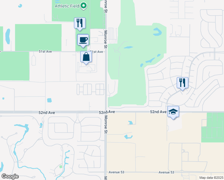 map of restaurants, bars, coffee shops, grocery stores, and more near 51064 Monroe Street in Indio