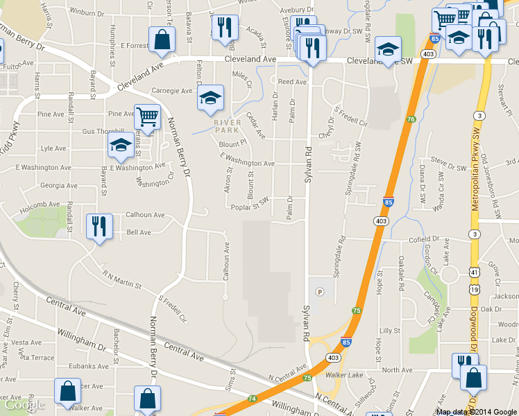 map of restaurants, bars, coffee shops, grocery stores, and more near 2983 Harlan Drive in Atlanta