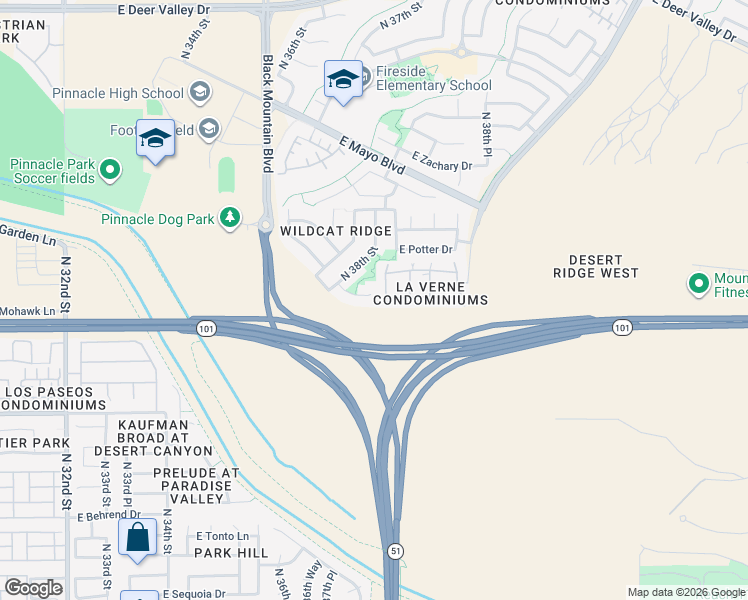 map of restaurants, bars, coffee shops, grocery stores, and more near 3841 East Irma Lane in Phoenix