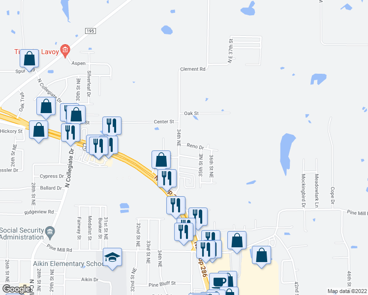 map of restaurants, bars, coffee shops, grocery stores, and more near 3420 Reno Drive in Paris